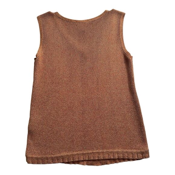 Sigrid Olsen Womens Knit Dark Orage Sleeveless Round V-Neck Tank Top XS Small - Picture 5 of 12